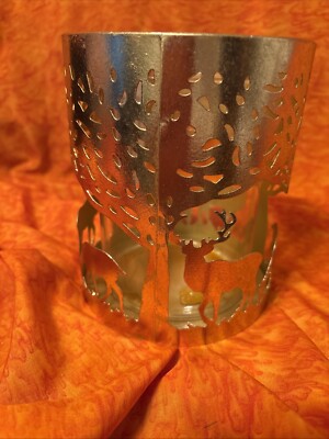 New Enchanted Woodland Deer Candle Holder With Glass Insert