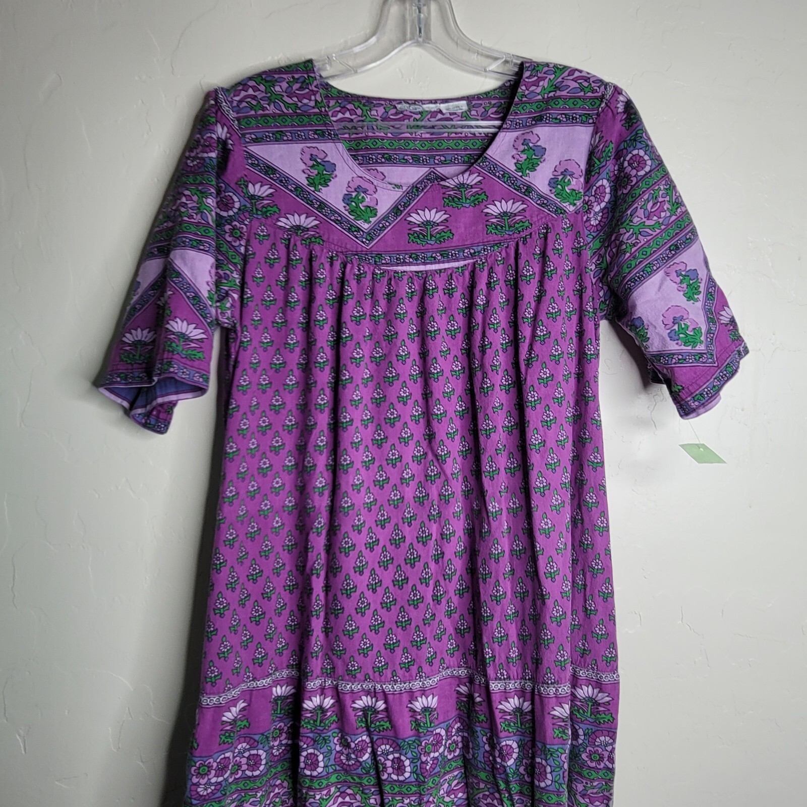 Vermont Country Store Small Midi House Dress Muumuu Purple Pink Cotton