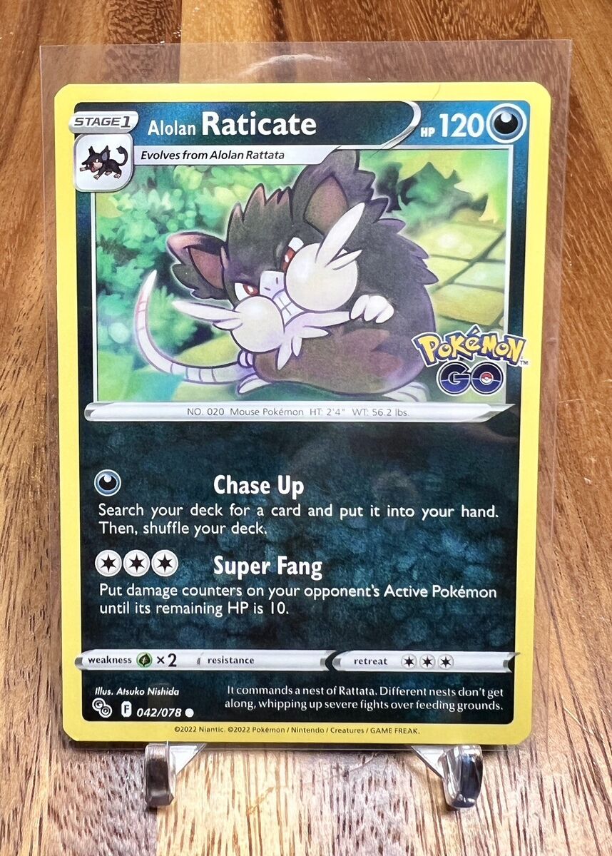 Pokémon TCG Alolan Raticate Pokémon GO 042/078 Regular Common Card