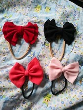 Headband Hairbow Stretchy Red Black Pink Lot Of 4