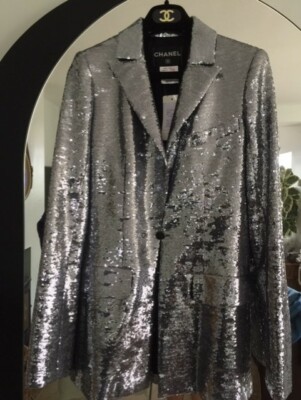 silver sequin blazer