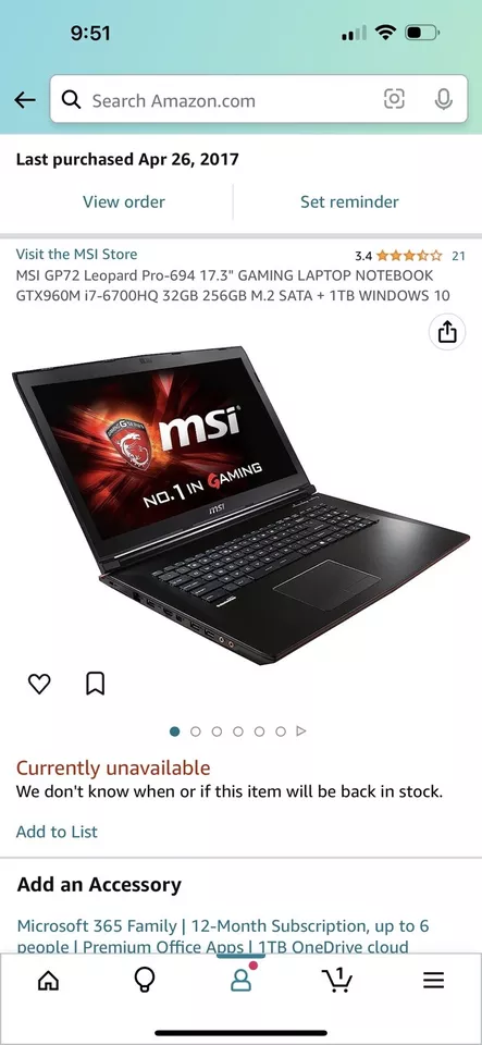 MSI Gaming Laptop 17.3” con scatola originale Gp72 Leopard Pro-694 NOTEBOOK GAMING - Immagine 3 di 4