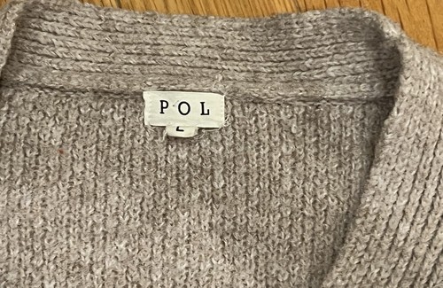 POL women's thick long sleeve cardigan POL Size L ivory Tan Beige color - Picture 4 of 7