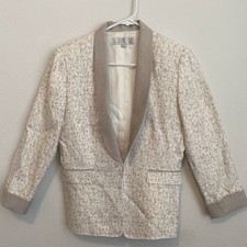 Tahari by Arthur Levine Linen Women's Cream Blazer Collared 8
