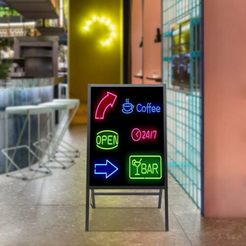 LED Message Writing Board Illuminated Erasable Lighted Chalkboard Menu Sign New