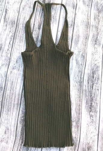 $193 Helmut Lang Slash Tank Top Olive Green Size Small Super Stretchy - Picture 3 of 10