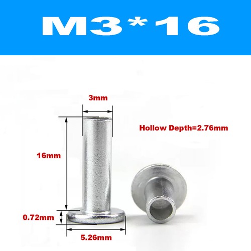 Aluminum Large Round / Flat Head Semi Hollow Rivet,Hollow Rivet, M2M2.5M3M4M5M6 - Picture 94 of 123
