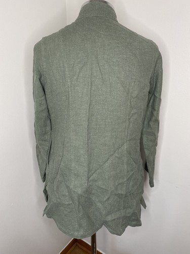 Soft Surroundings Womens Shirt Tunic Green Jacket Linen Size S Military Moto - Picture 5 of 6