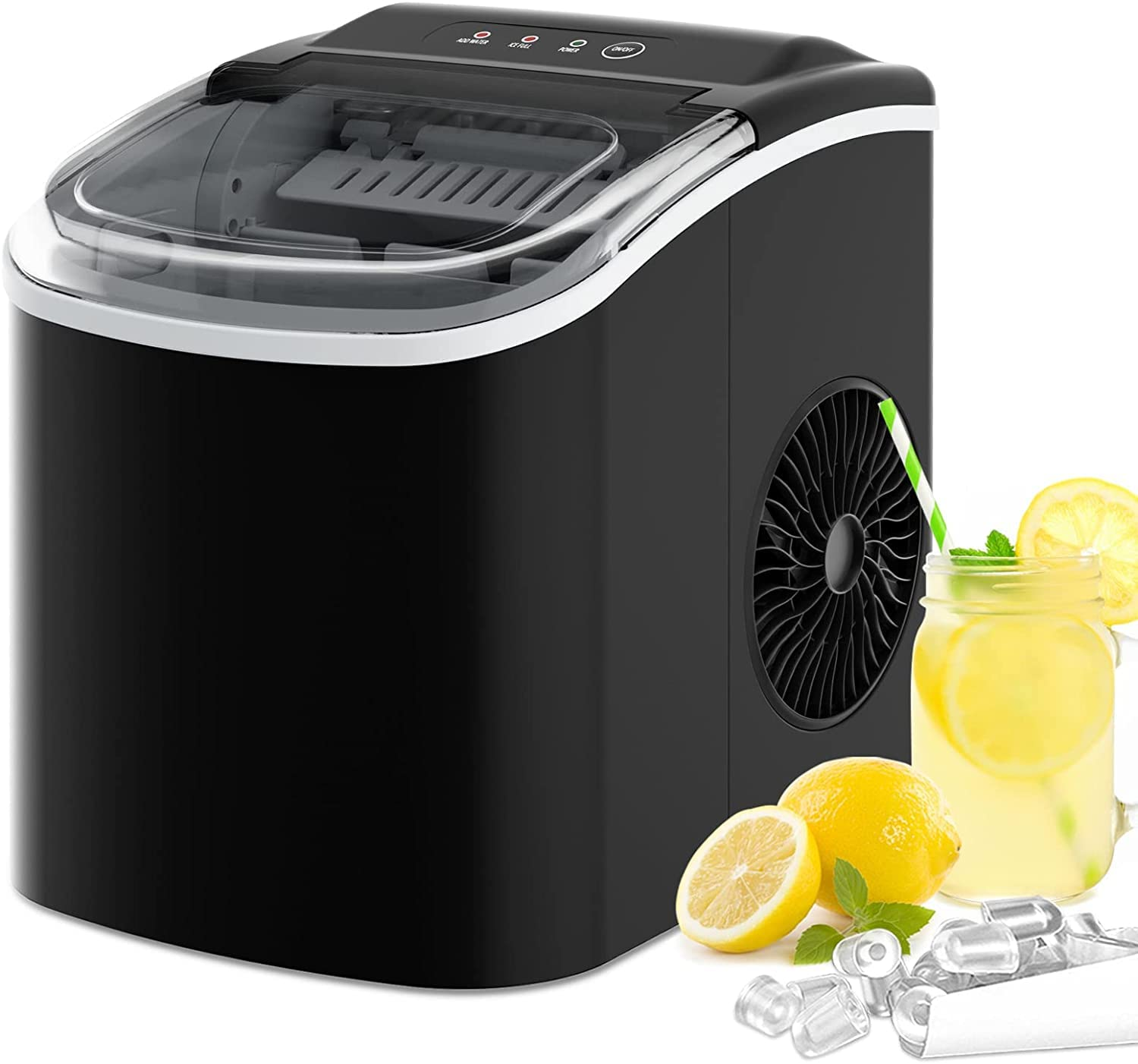 Portable Ice Maker Machine Ice Cube Tray 12KG Bar Countertop Black-image