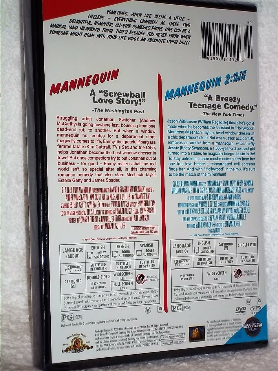 Mannequin/Mannequin 2 On The Move (DVD, 2008) Kim Cattrall Andrew