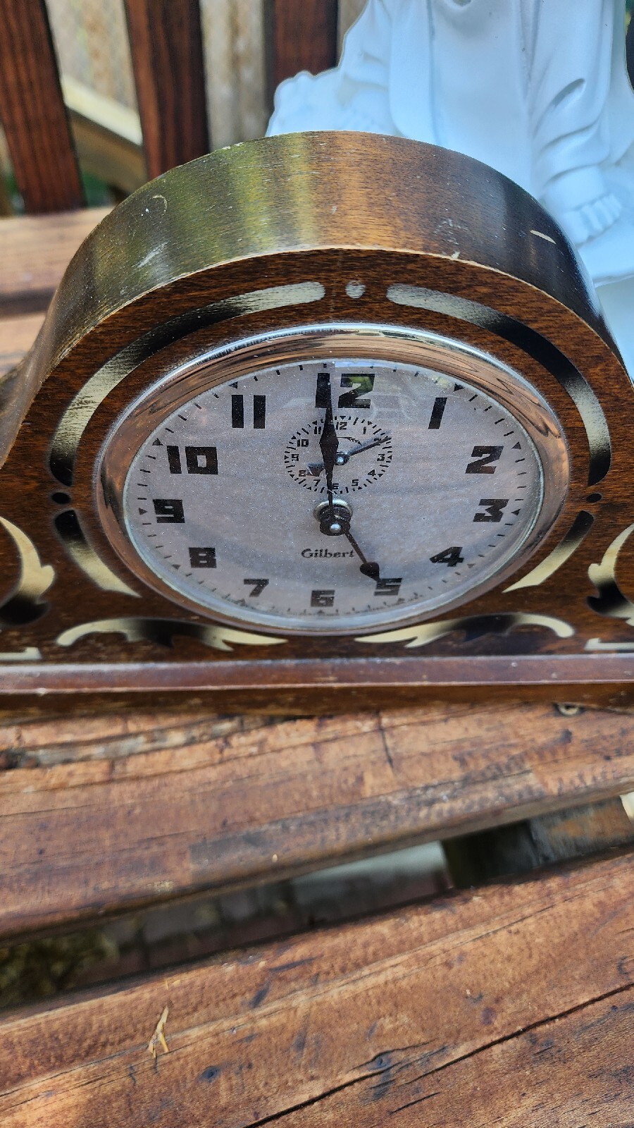 Vintage Gilbert Mantle Clock Antique Brown With Alarm Not Working eBay