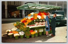 Postcard San Francisco California Street Flower Stand