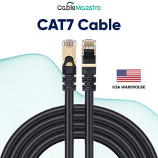 CAT7 Black Ethernet Cable LAN Copper Patch Cord Shielded Wire Gaming 6-200FT Lot