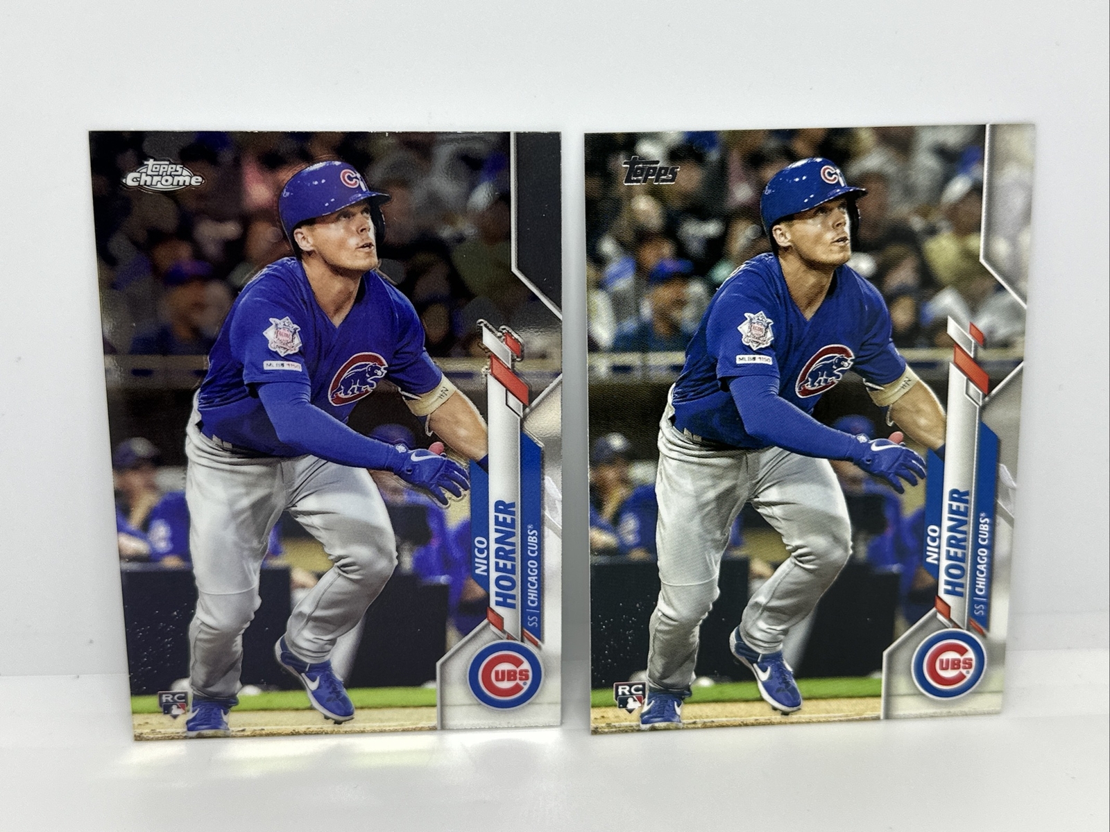 2020 Topps Chrome + Series 1 Base Nico Hoerner Chicago Cubs Rookie Card RC #161