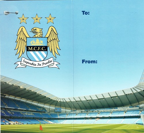 GEBURTSTAGSKARTE MANCHESTER CITY Fußballverein offizielles Design MIT ABZEICHEN - Bild 2 von 3