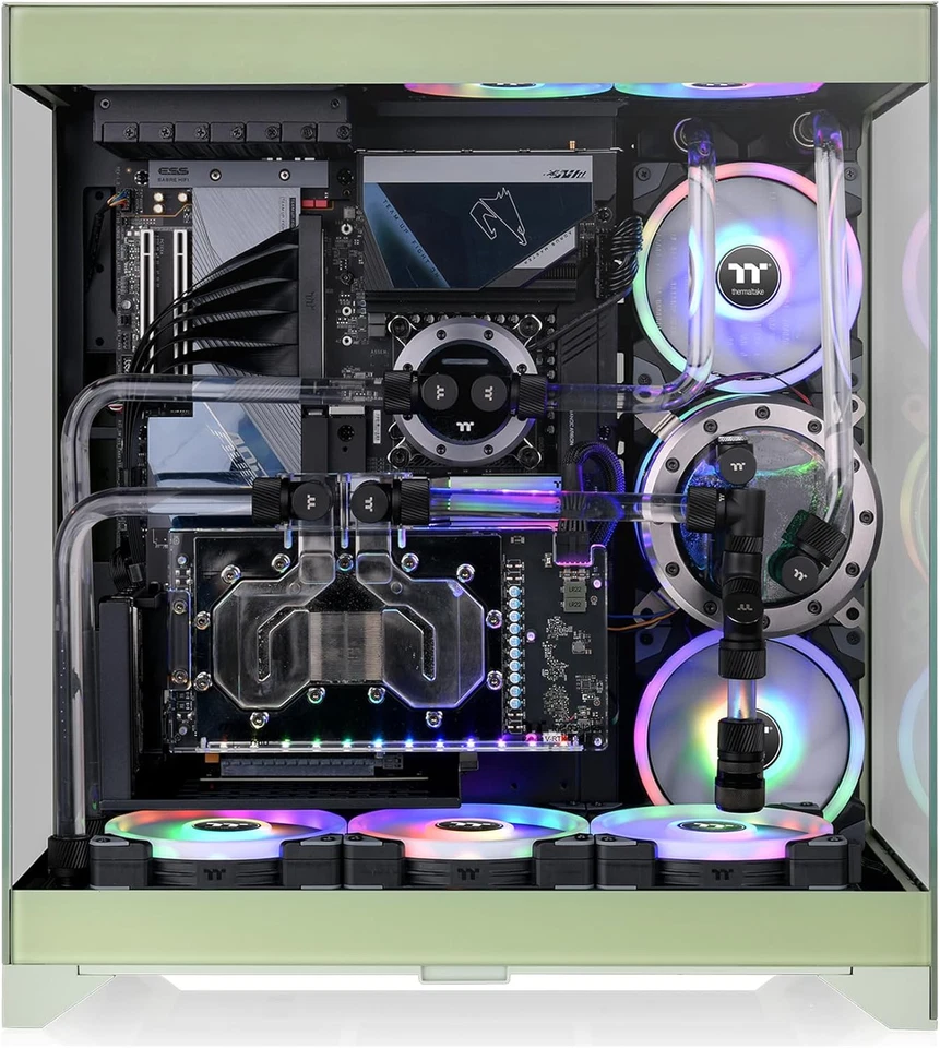 CTE E550 TG Matcha Green Mid Tower ATX Case; 3 Tempered Glass Panels; Hidden-Con - Image 3 of 4