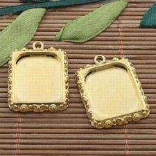 8pcs gold tone picture frame charm h3392