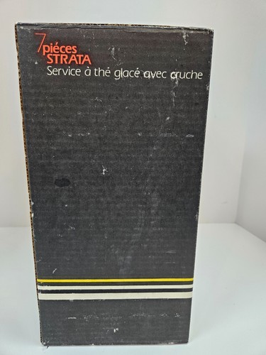 Indiana Glass STRATA 7 Piece Primary Color Ice Tea & Pitcher Set w/Box MINT - Picture 2 of 7