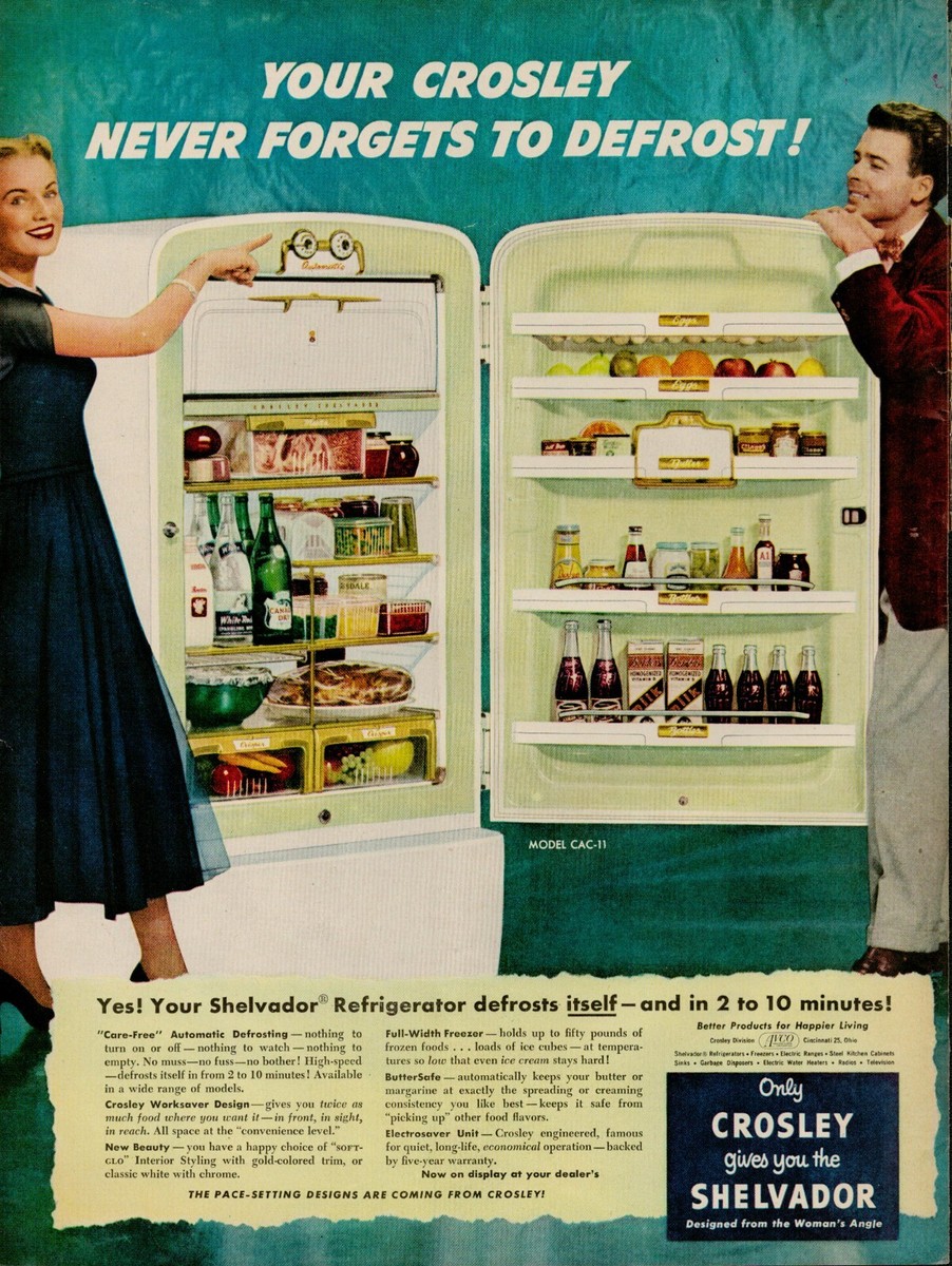 1951 Home Appliance Refrigerator Crosley 50s Vintage Print Ad