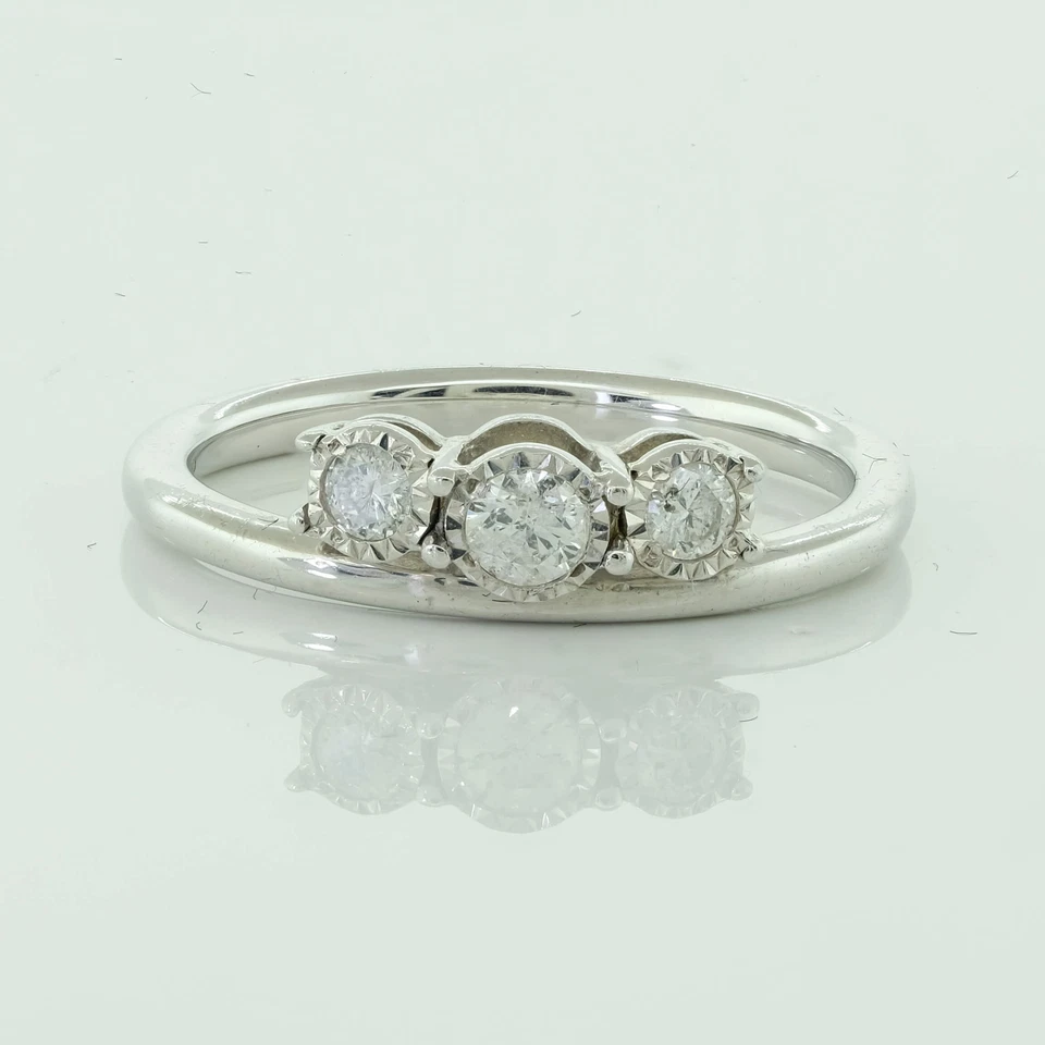 Ladies 3Stone Miracle Set Ladies Diamond Ring 0.25ct 925 Sterling Silver - Image 3 of 4