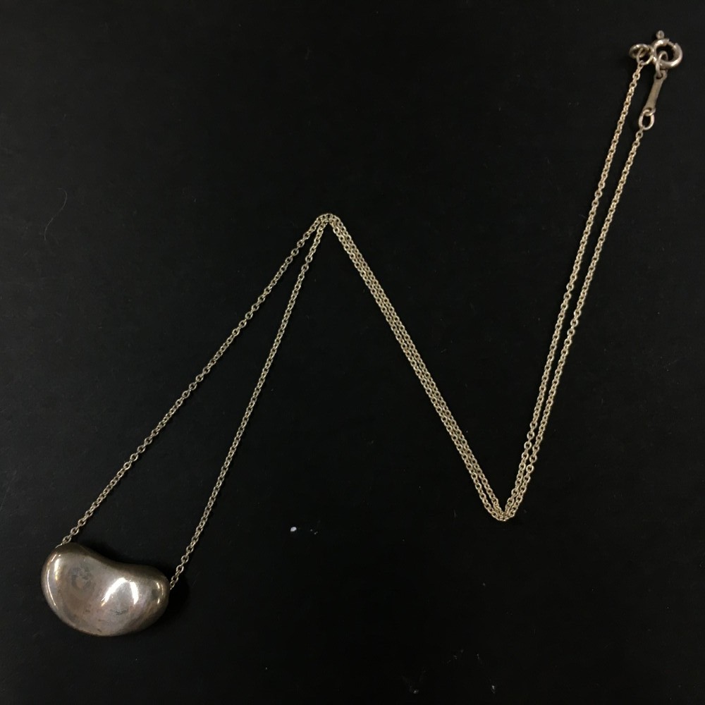 TIFFANY&CO. Silver 925 Peretti Bean Pendant Necklace/3AF0165