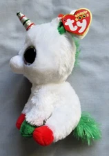CANDY CANE 6" Christmas White UNICORN  TY Beanie Boos - NEW & MINT