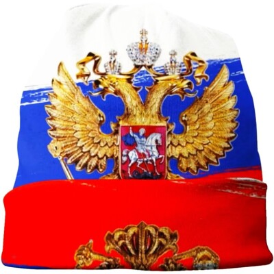 2x RUS Russian Federation Russland Adler Eagle Flagge Vintage Beanie Mütze #A01
