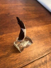 Original Milon Townsend Art Glass Penguin on Ice Paperweight Figurine Signed