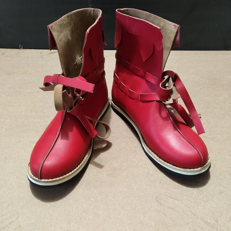 Zapatos de cuero real botas vikingas medievales renacentistas LARP botas de combate SCA Foto 3 de 4
