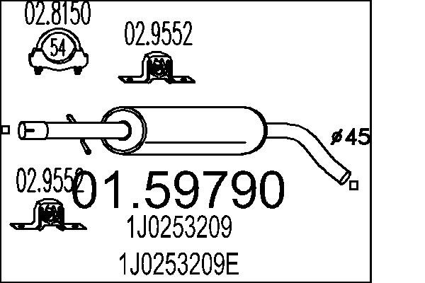 Fits MTS 01.59790 Middle Silencer