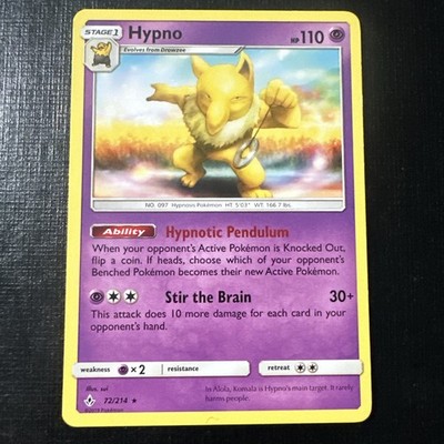 Hypno - 72/214 Rare - Pokemon TCG - SM Unbroken Bonds - Buy 3 Get 2 Free