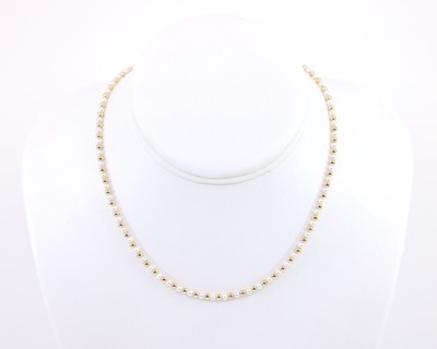 Tiny 3mm Pearl & Gold necklace, 14k Solid Yellow Gold Choker with Lobster Clasp