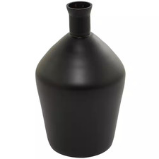 15 In. Black Glass Decorative Vase