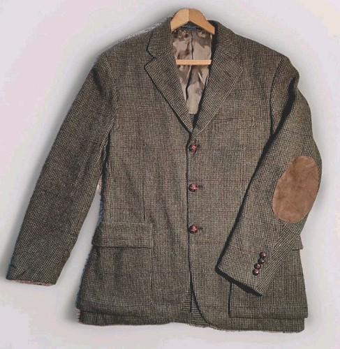 Vintage 42R POLO Ralph Lauren Alpaca Tweed Jacket Blazer Sport Coat Elbow Patch