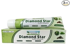 3 X Planet Ayurveda Toothpaste Diamond Star Herbal Toothpaste  Free Ship