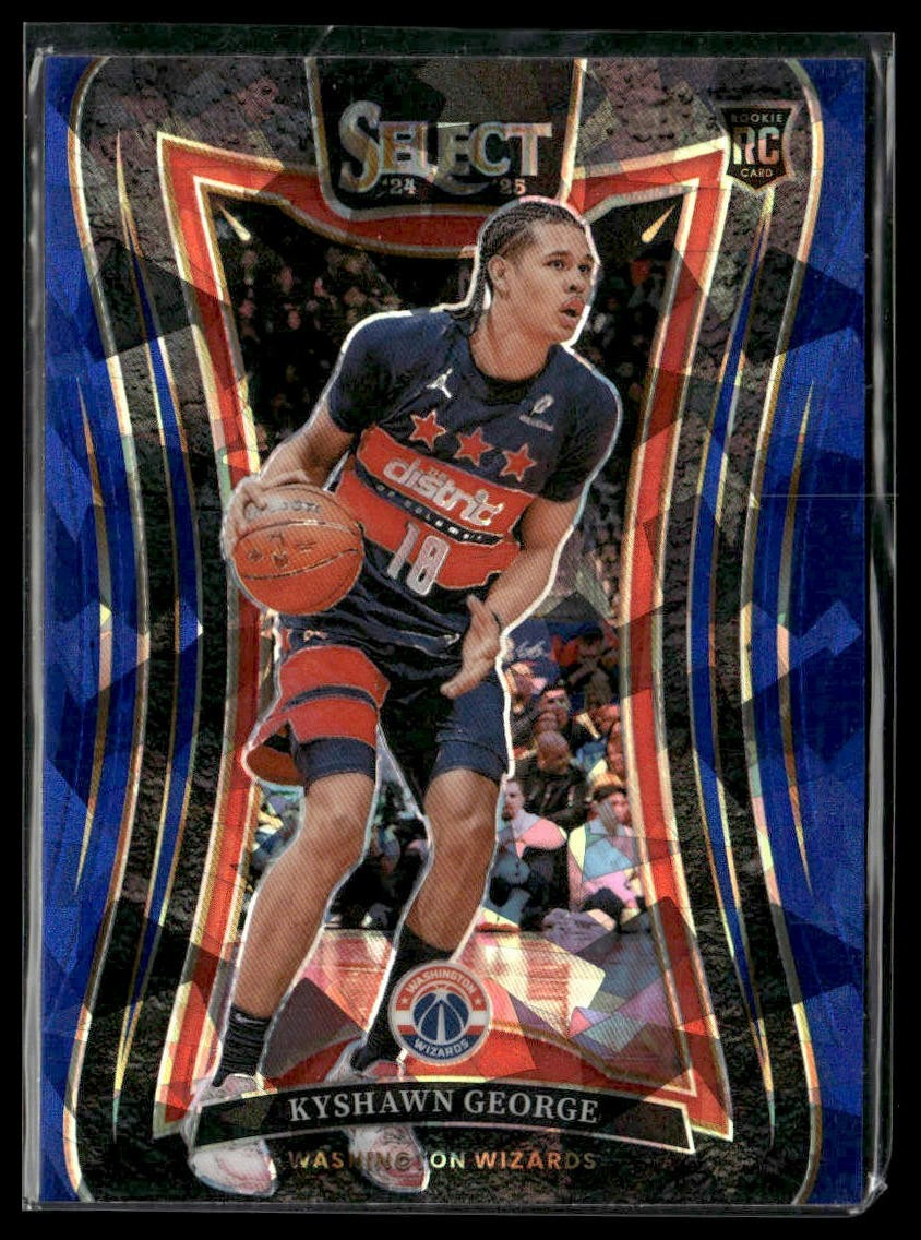 2024-25 Panini Select #374 Kyshawn George Blue Cracked Ice Prizm