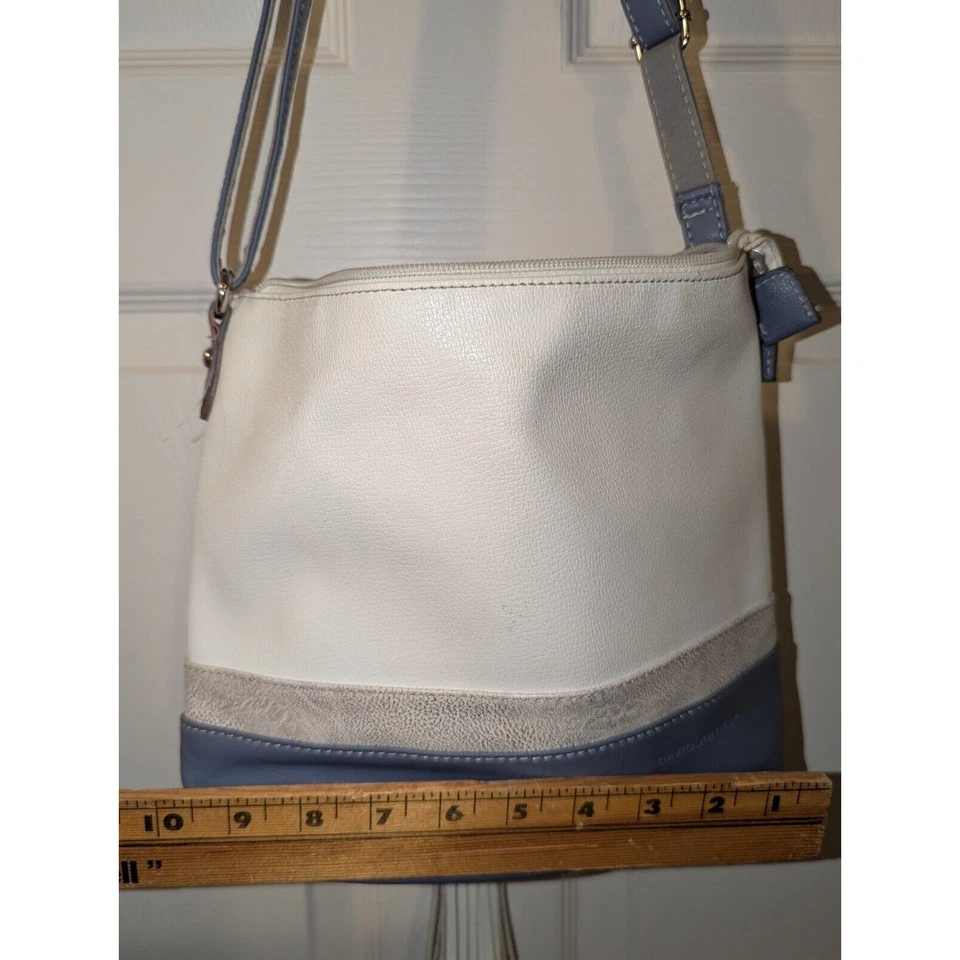 Bolso de mano David Jones Paris de cuero lavanda blanco Foto 4 de 4