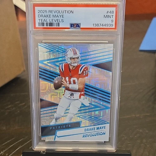 Panini 2025 Revolution Drake Maye Teal Levels #48 PSA 9 Serial 315/499 Patriots