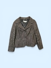 Max Mara Made in Italy Virgin Wool Alpaca Blend Tweed Blazer Jacket Size 8
