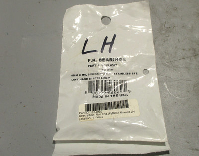 NEW F.K. SCFL6MT STAINLESS STEEL LEFT HAND ROD BEARING 6MM X 6M