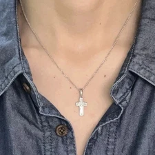 🌟NEW "Silver"💗$98 Kendra Scott🌟 Cross Pendant Necklace White Kyocera Opal