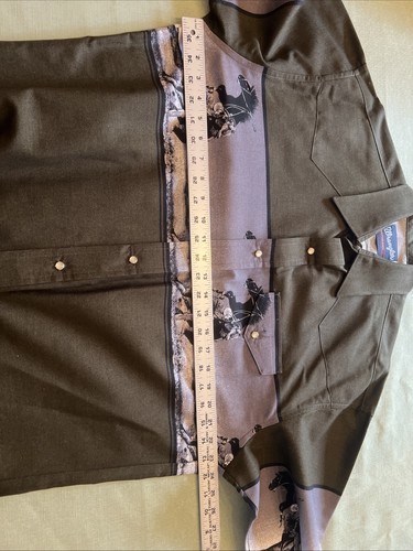 Vintage Wrangler Cowboy Shirt - Rodeo Pearl Snap Western Cut Size L Dry Cleaned - Picture 4 of 6