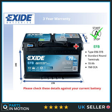 EFB Battery fits RENAULT CAPTUR KADJAR SCENIC GRAND SCENIC Exide 096 EFB