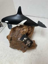 John Perry Orca Sculpture on Burlwood w/ JP Token & Card w/Care Directions