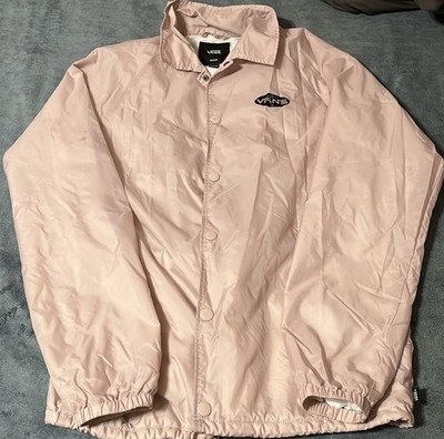 VANS Off The Wall Soft Pink Long Sleeve Button Up Windbreaker Jacket Size Medium