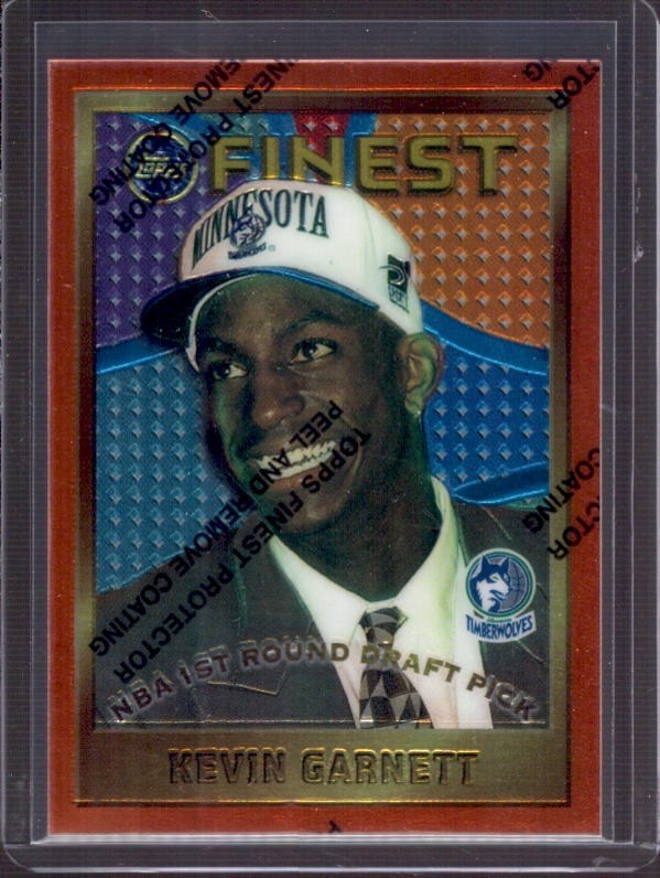 KEVIN GARNETT 1995-96 Topps Finest #115 Rookie RC w/ Coating Timberwolves