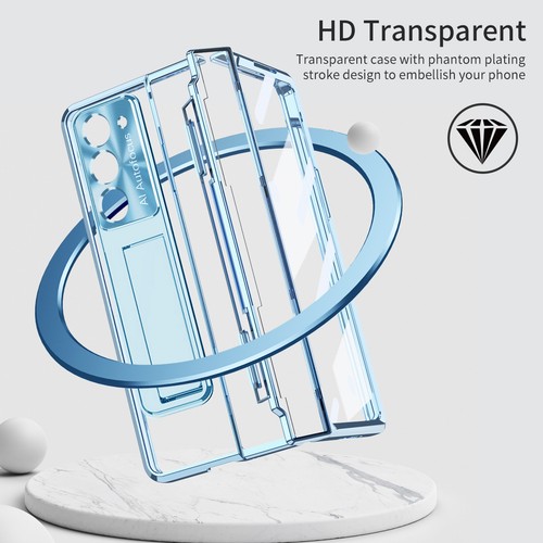 Funda trasera transparente con soporte y protector de pantalla para Samsung Galaxy Z plegable 7 6 5 4 3 - Imagen 19 de 40