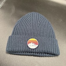 LL Bean Beanie Kids OSFA One Size Fits All Blue Ribbed Knit Pull On Stretch