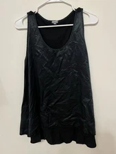 PJ Harlow Satin Trim Swing Top Tank M Luxe Loungewear Soft Modal Minimalist Chic