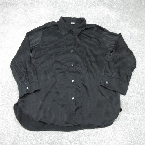 Arket Hemd Damen Medium 100% Seide Langarm Bluse Knopfleiste Kragen weich